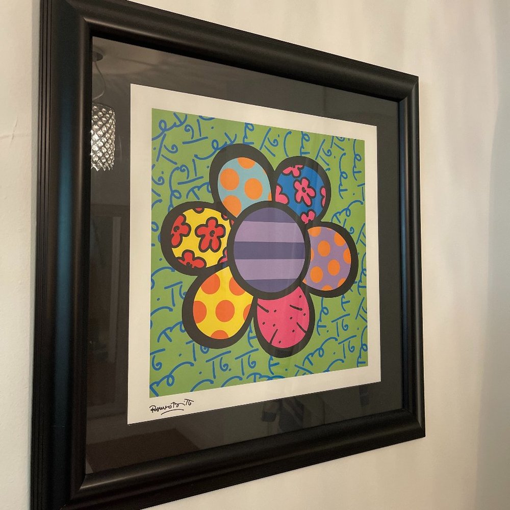 ROMERO BRITTO PAINTING FLOWER POWER
